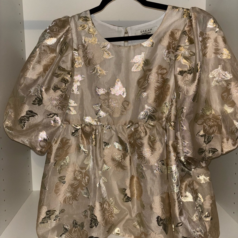 Sister Jane Gold Metallic Floral Blouse